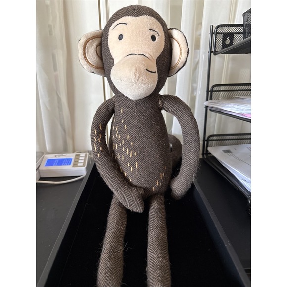 Target Pillowfort Monkey Throw Pillow Plush   Brown Tan Curly Tail 18" (4175) - Picture 1 of 7